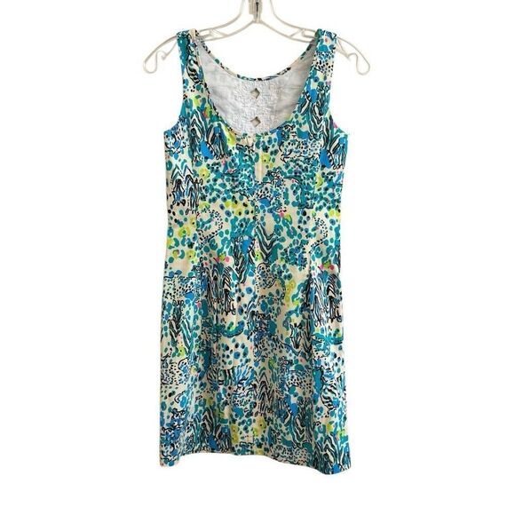 Lilly Pulitzer Ember Sea Oat Escapades Everglades Gold Lace Shift Dress Size 0 - Picture 2 of 6